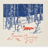Letterpress Christmas Greeting Card, Fox in the Snow