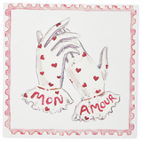 Illustrated Watercolour Square Greeting Card, Mon Amour Gloves