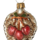 Cherries and Leaf Glass Ornament