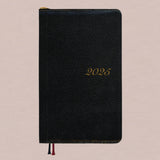Black Leather 2025 Diary with Pencil