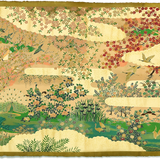 Full-Panel Chiyogami Silk Screen Print, Gold Peacock