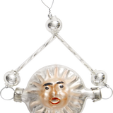 Silver Sun Face Glass Ornament