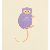 Mini Embossed Flat Card, Purple Tarsier