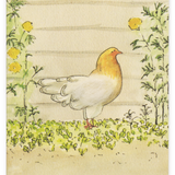 Sheep's Wool Embellished Mini Card, Hen in Garden