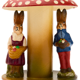 Traditional Papier-mâché Large Mushroom with Rabbits Candy Box