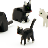 Set of 4 Miniature Wooden Cats
