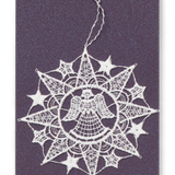 Starched Lace Hanging Ornament, Star with Angel