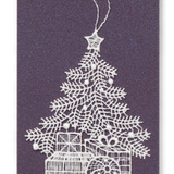Starched Lace Hanging Ornament, Christmas Tree with Presents
