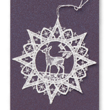 Starched Lace Hanging Ornament, Star with Deer