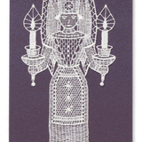 Starched Lace Hanging Ornament, Extra-Large Angel Holding Candles
