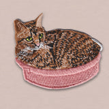 Japanese Embroidered Patch, Cat in a basket