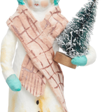 Snow Lady with Tree Spun Cotton Ornament