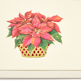 Engraved Christmas Poinsettia Basket Greeting Card