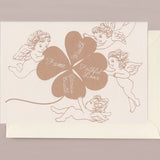 Silk Screen Printed Greeting Card, Four Leaf Clover